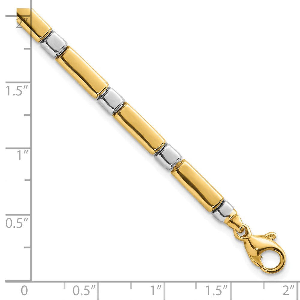 14k Two Tone Polished 4mm Fancy Bar Link 7.5 inch Bracelet