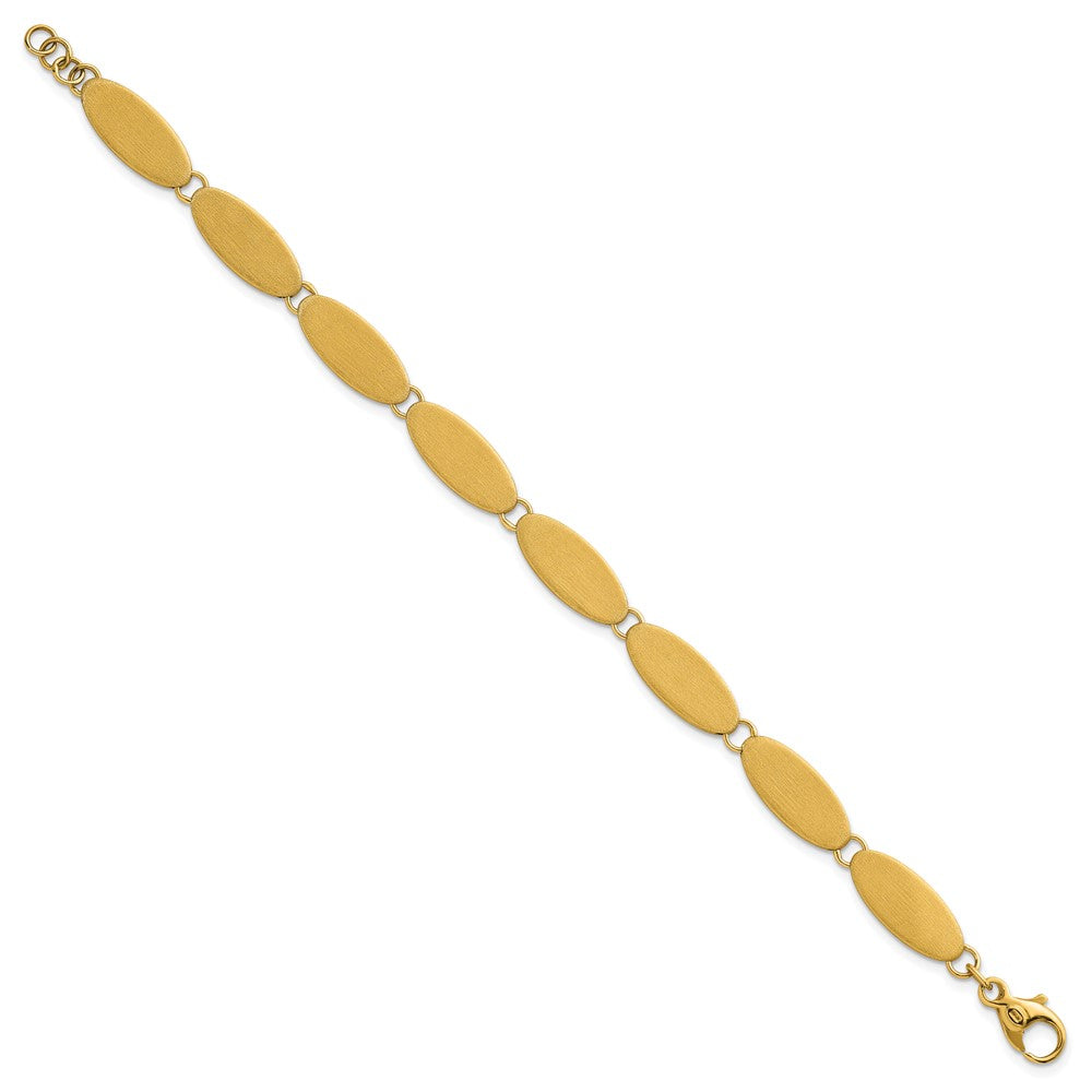 14k Brushed 8mm Fancy Ovals 7 inch Bracelet