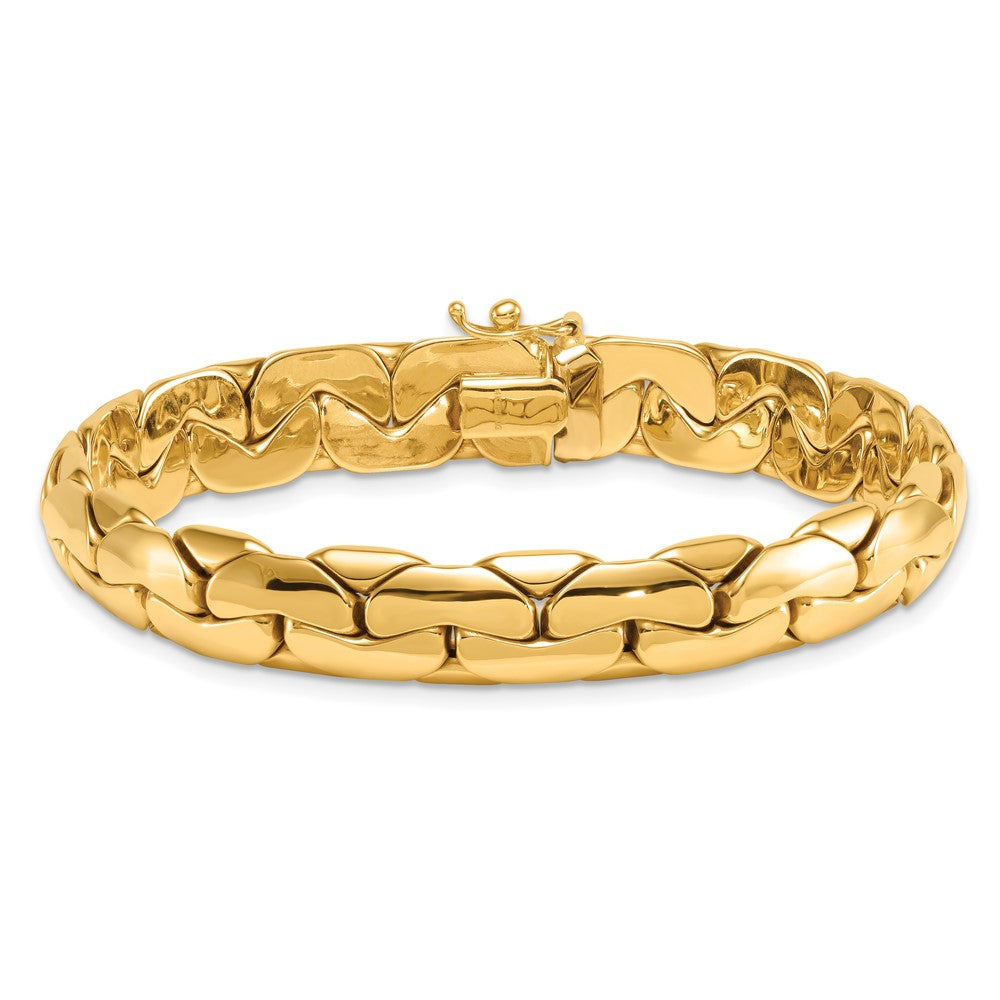 14k Polished 9.3mm Lightweight Fancy Link 7.5 inch Bracelet
