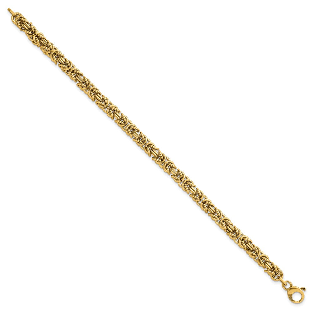 14K Polished 5.75mm Fancy Rounded Byzantine Link 7.5 inch Bracelet