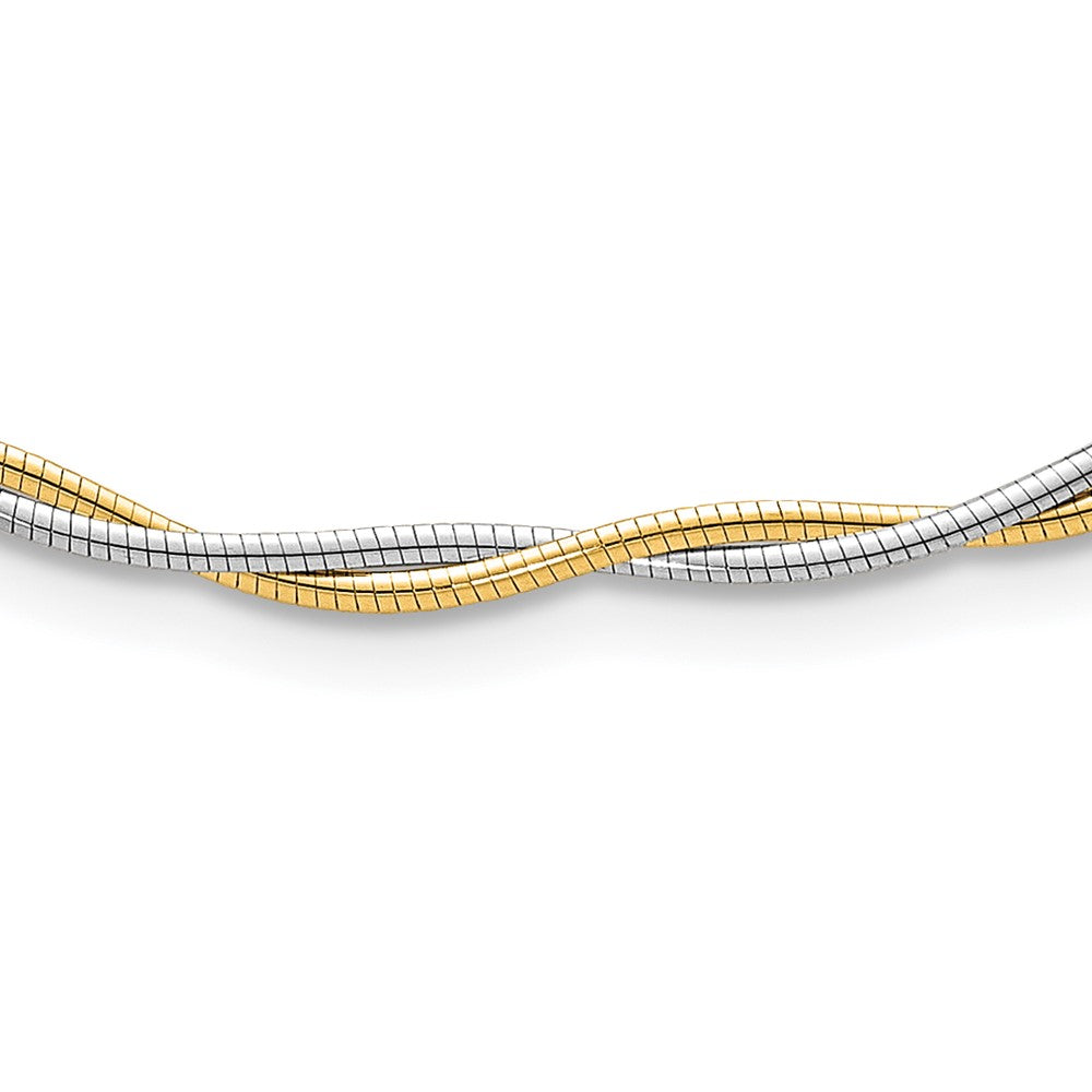 14k Two-tone Polished Twisted Round Omega 17 inch Necklace