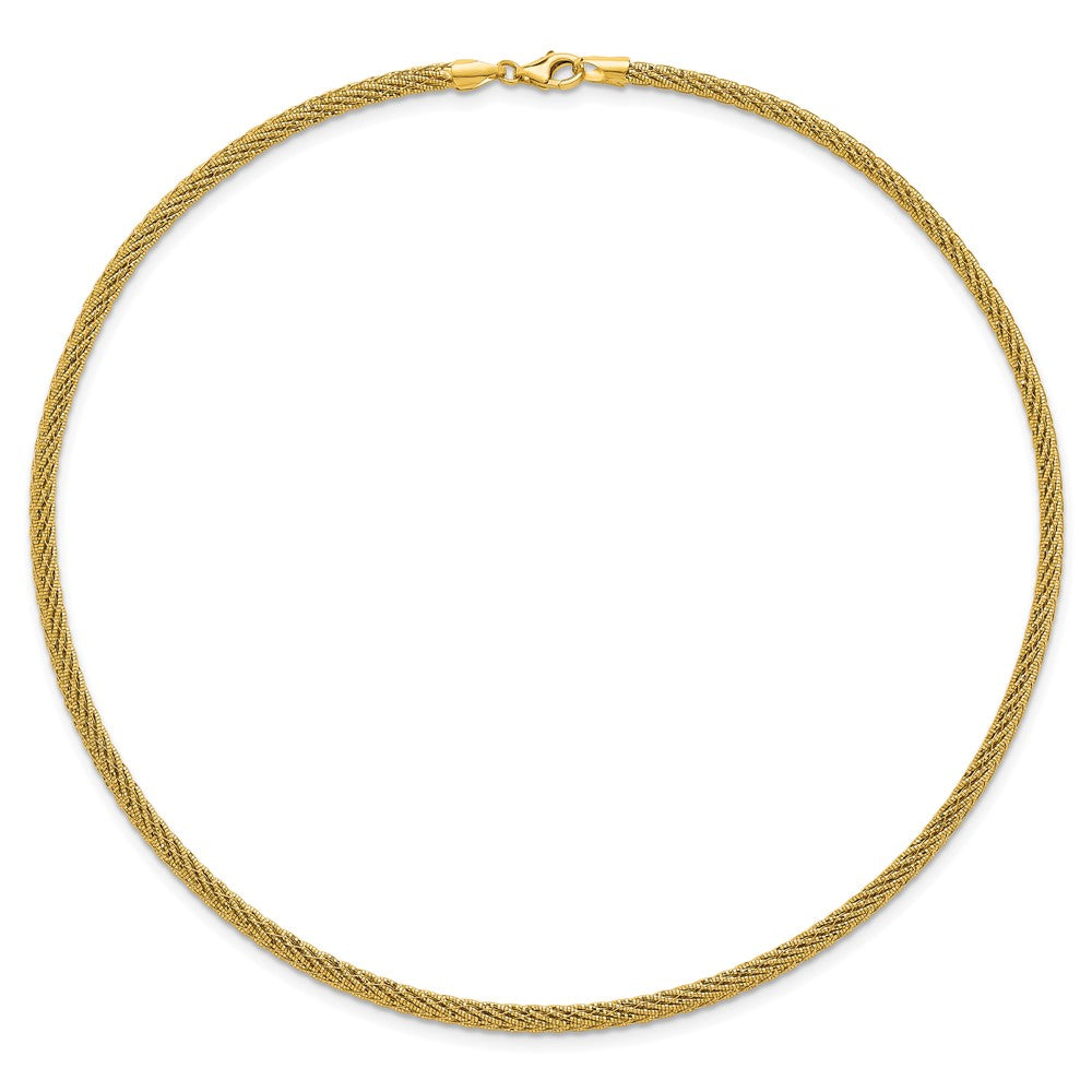 14k Polished and Diamond-cut Round Woven Wire 17 inch Necklace