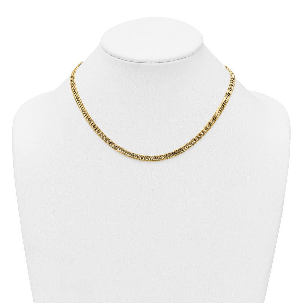 14k Polished Fancy Hollow Curb Link 17 inch Necklace