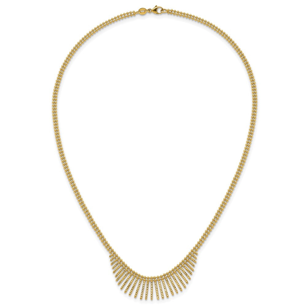 14k Polished and Textured Double Strand Multi Dangle 17 inch Necklace