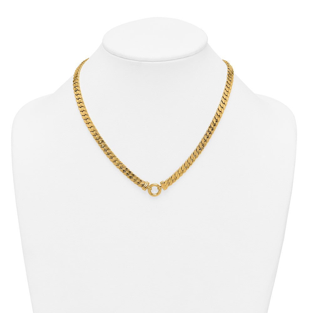 14k Polished Flat Curb Link with Center Circle Element 18 inch Necklace
