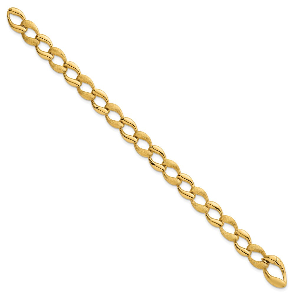 14k Brushed and Polished 9mm Fancy Curb Link 7 inch Bracelet