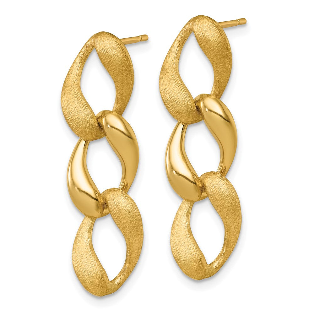 14k Brushed and Polished 8.8mm Fancy Link Dangle Post Earrings
