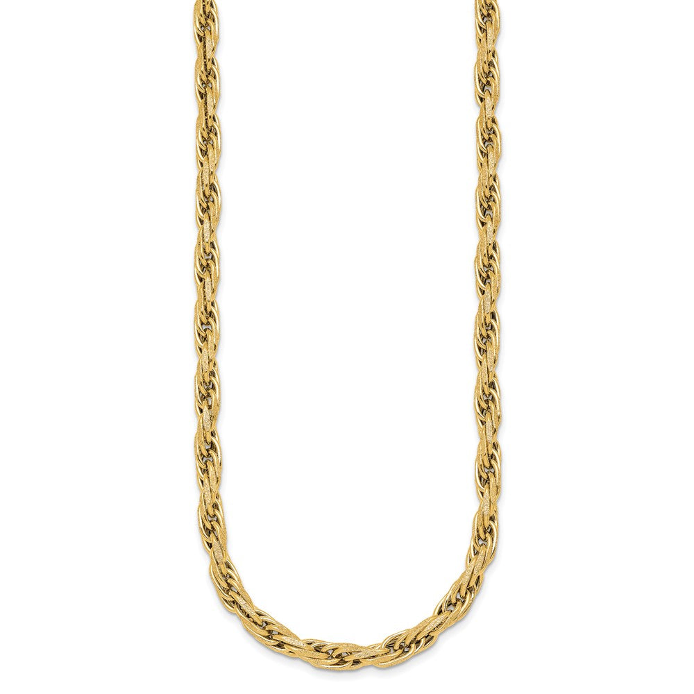 14k Polished And Textured 4.5mm Flat Rope Chain 18.25 inch Necklace