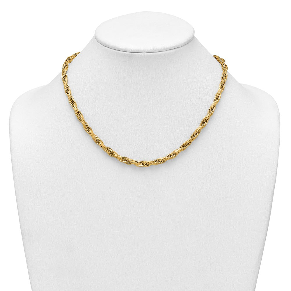 14k Polished And Textured 4.5mm Flat Rope Chain 18.25 inch Necklace