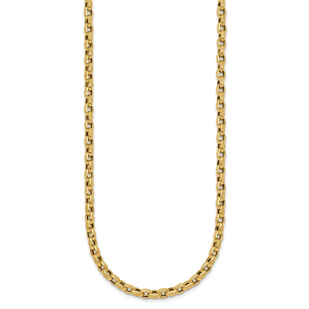 14k Polished 4mm Fancy Textured Rolo Link 17.25 inch Necklace