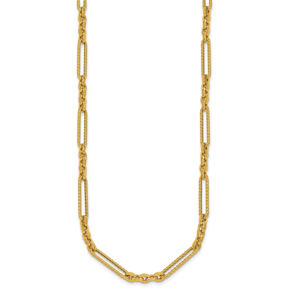 14K Polished and Textured Fancy Link with Toggle 18 inch Necklace