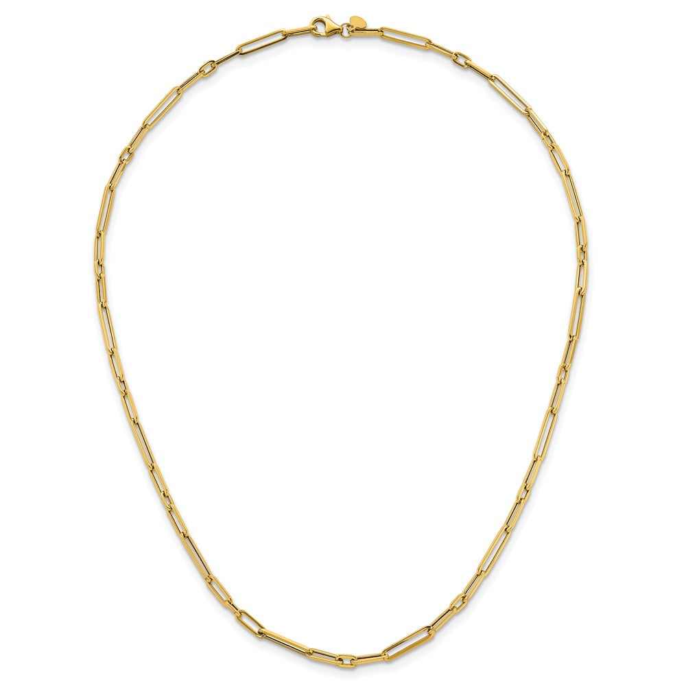 14k Polished 2.9mm Fancy Long and Short Paperclip Link 17 inch Necklace