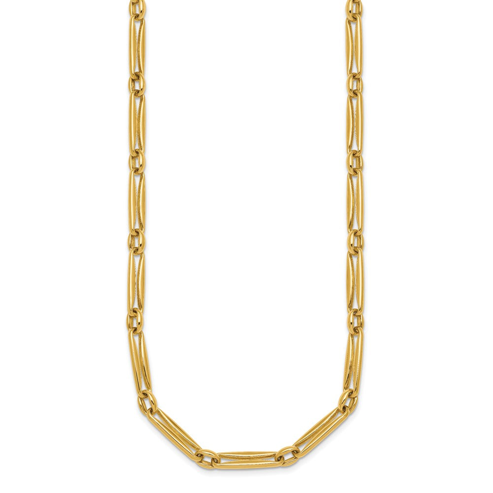 14k Polished 5mm Fancy Long and Round Link 18 inch Necklace