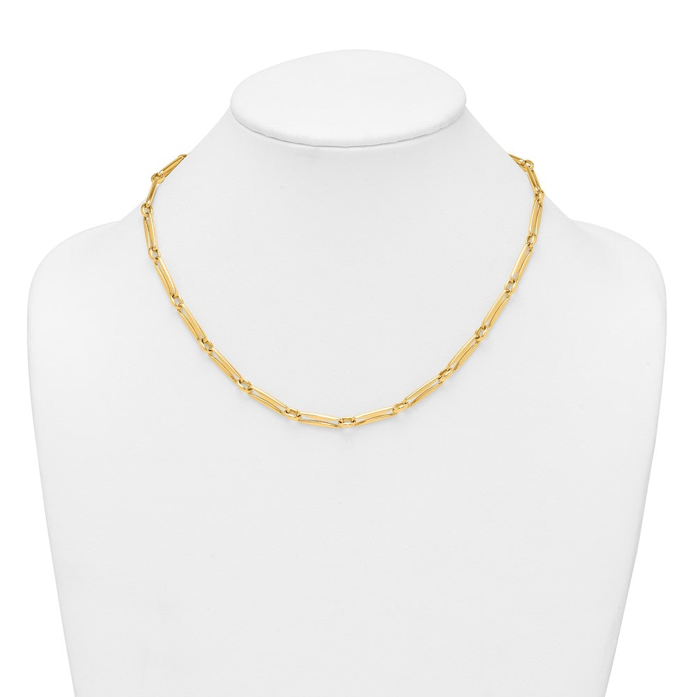 14k Polished 5mm Fancy Long and Round Link 18 inch Necklace