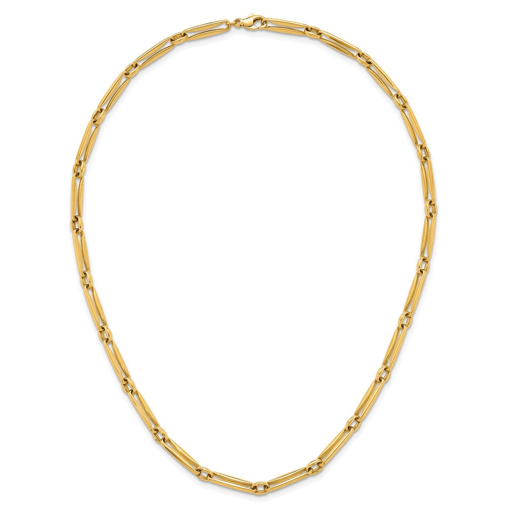 14k Polished 5mm Fancy Long and Round Link 18 inch Necklace