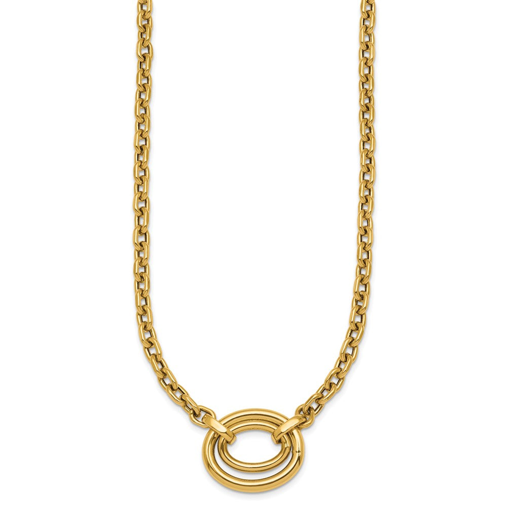 14K Polished Double Oval 17.5 inch Fancy Necklace Plus 0.5 inch Extender