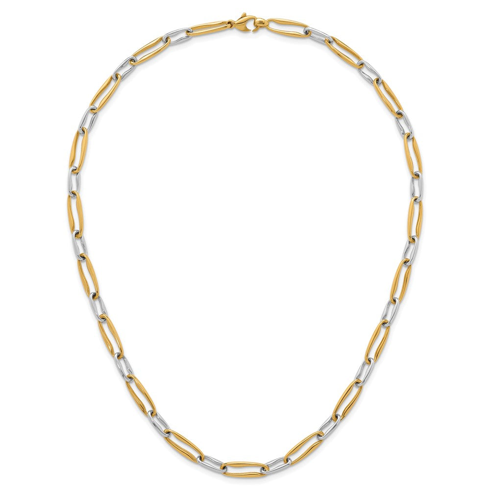 14k Two-tone Polished 5.75mm Fancy Long Link 18 inch Necklace