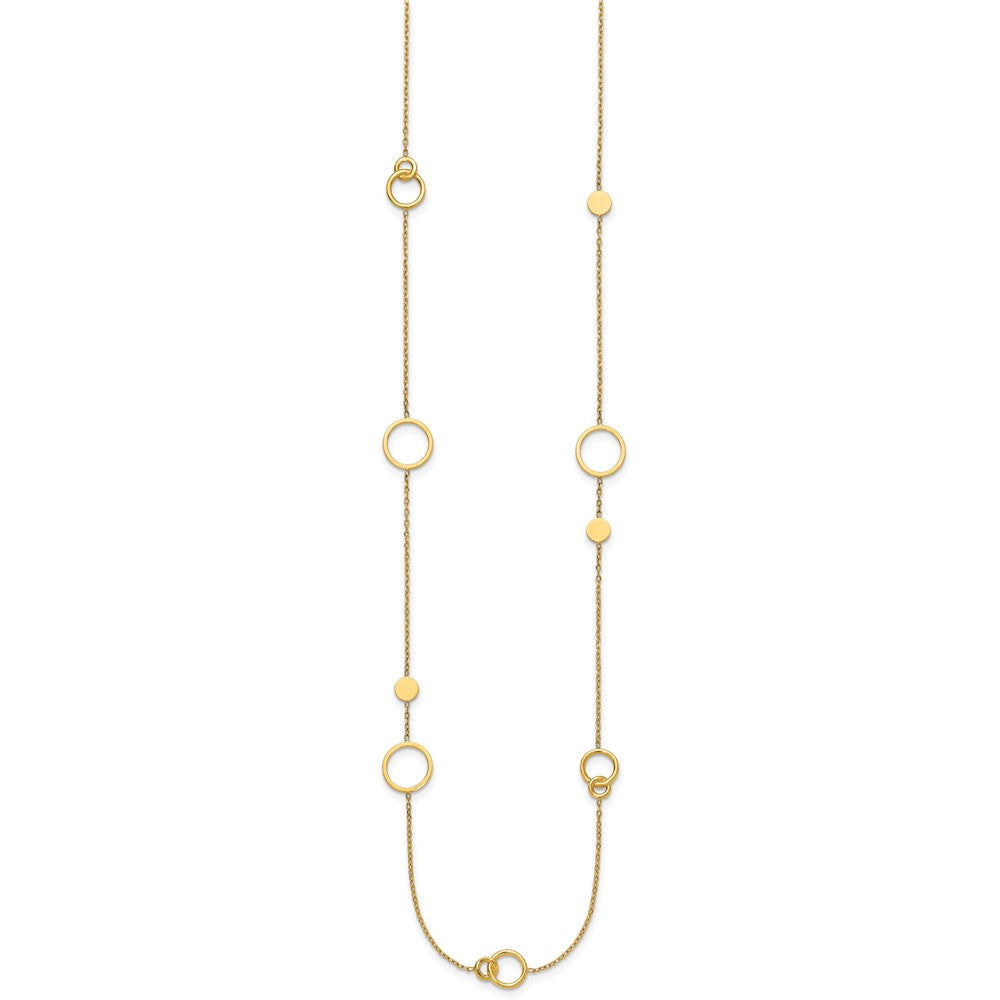 14k Polished Circle and Chain Pattern 25.5 inch Necklace