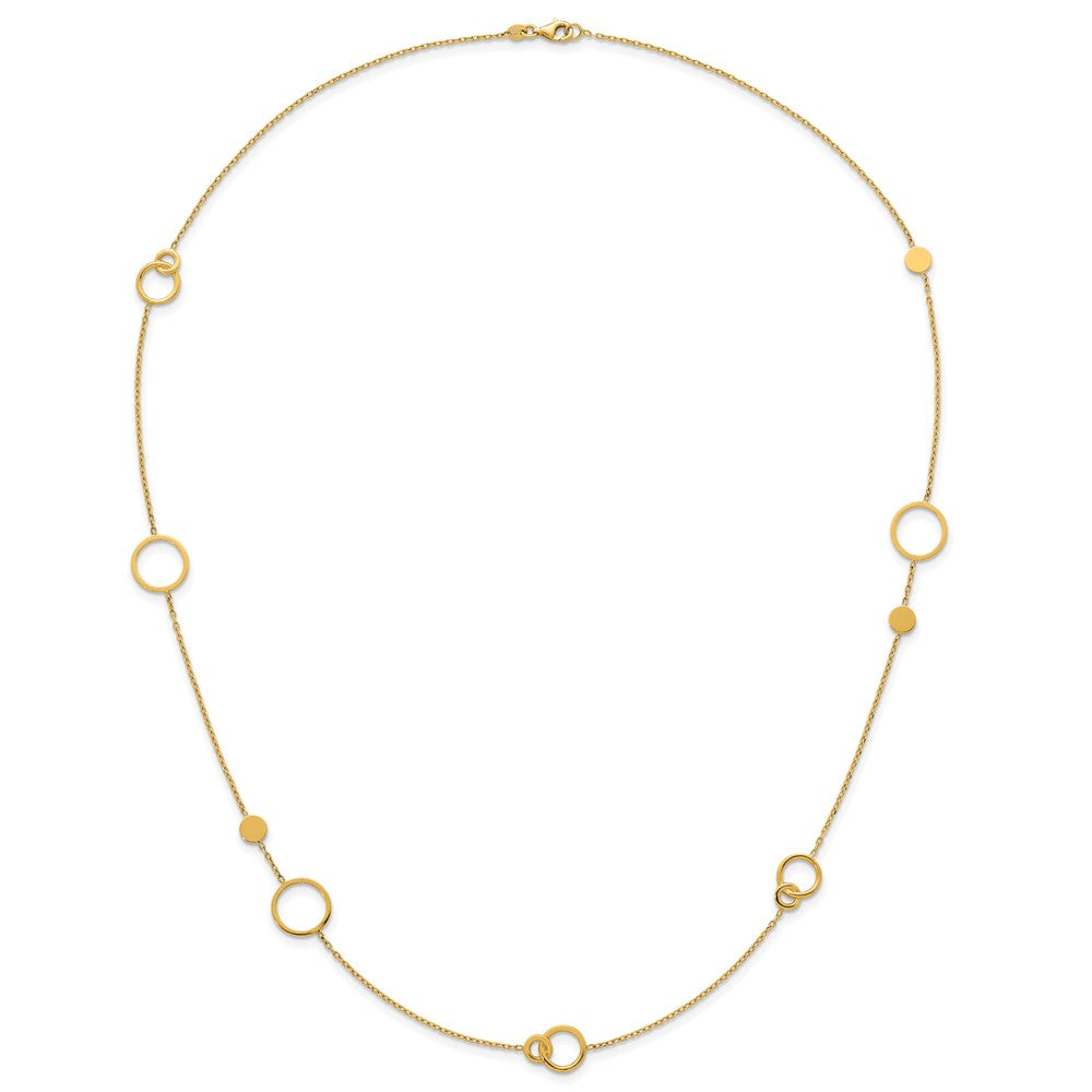 14k Polished Circle and Chain Pattern 25.5 inch Necklace