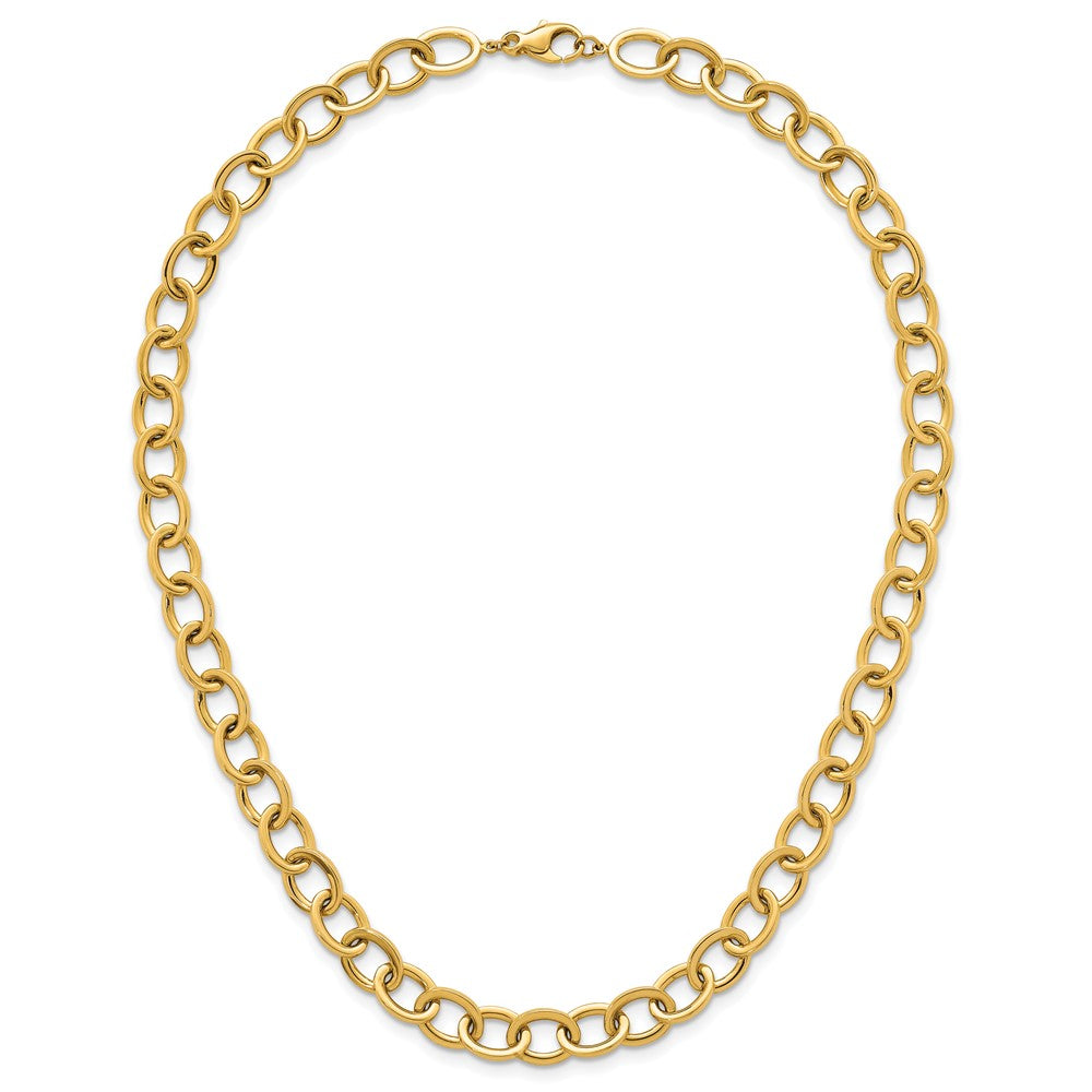 14k Polished 9mm Round Cable Chain 18 inch Necklace