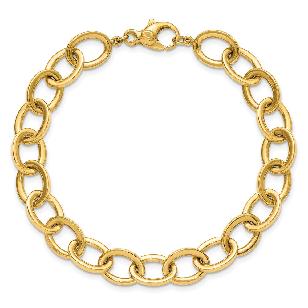 14k Polished 9mm Round Cable Chain 7.5 inch Bracelet