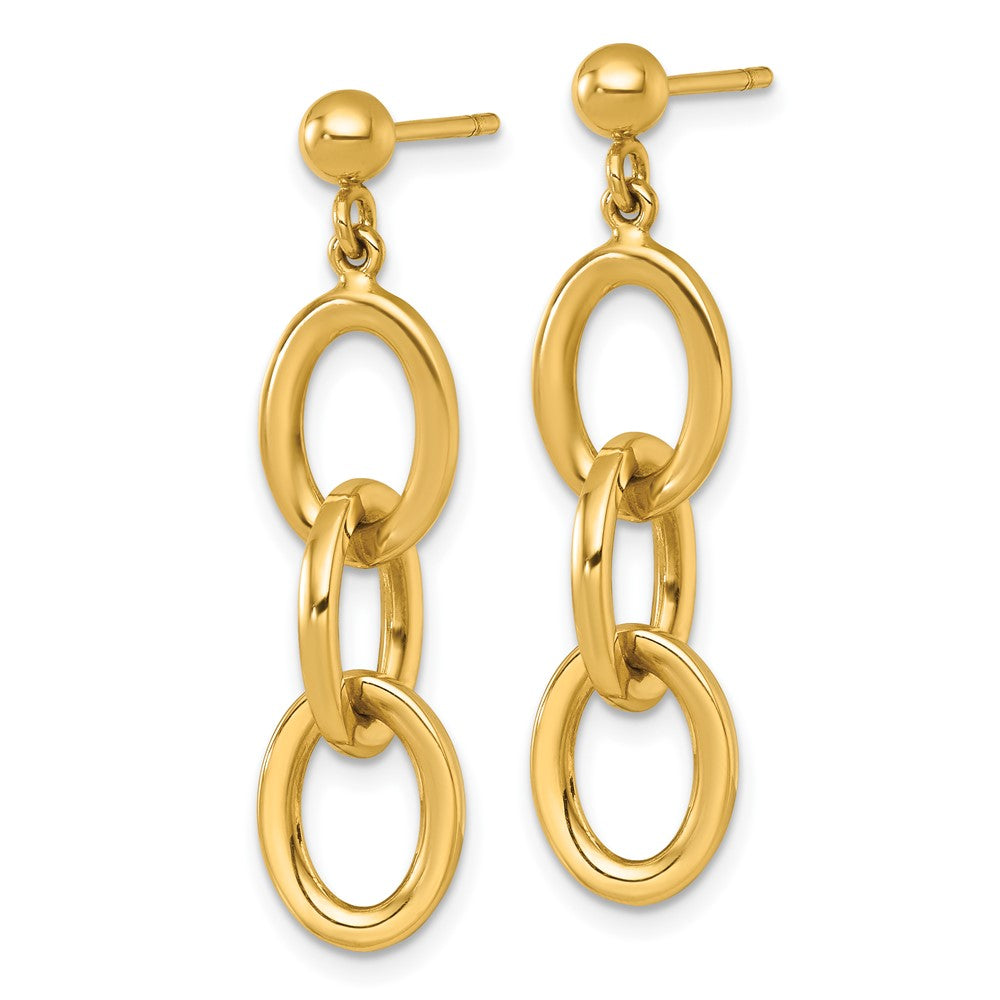 14k Polished Oval Cable Chain Dangle Post Earrings