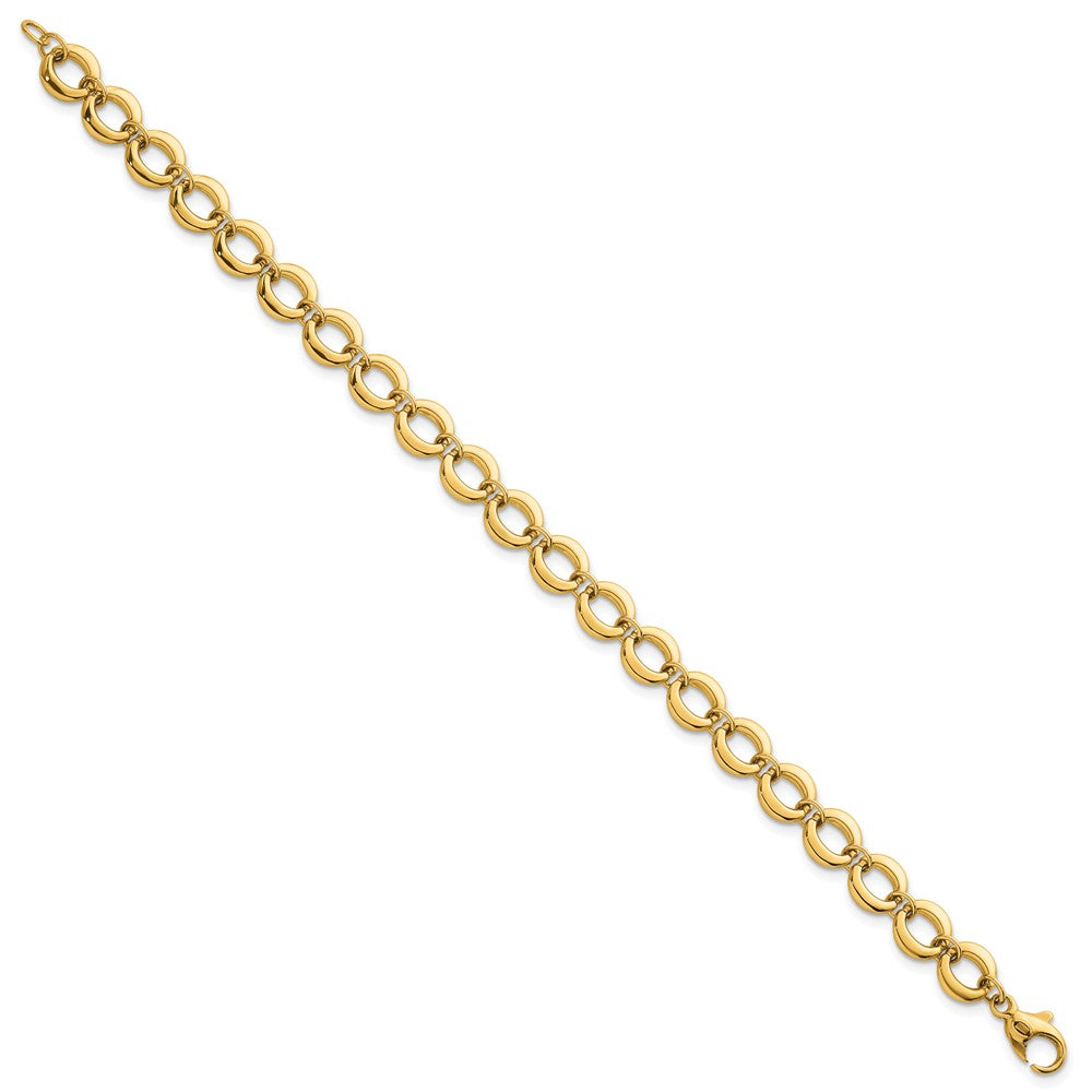 14k Polished 8mm Fancy Circle Link 7.5 inch Bracelet