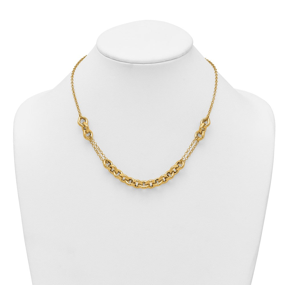 14k Polished Fancy Multi Link Chain 18 inch Necklace