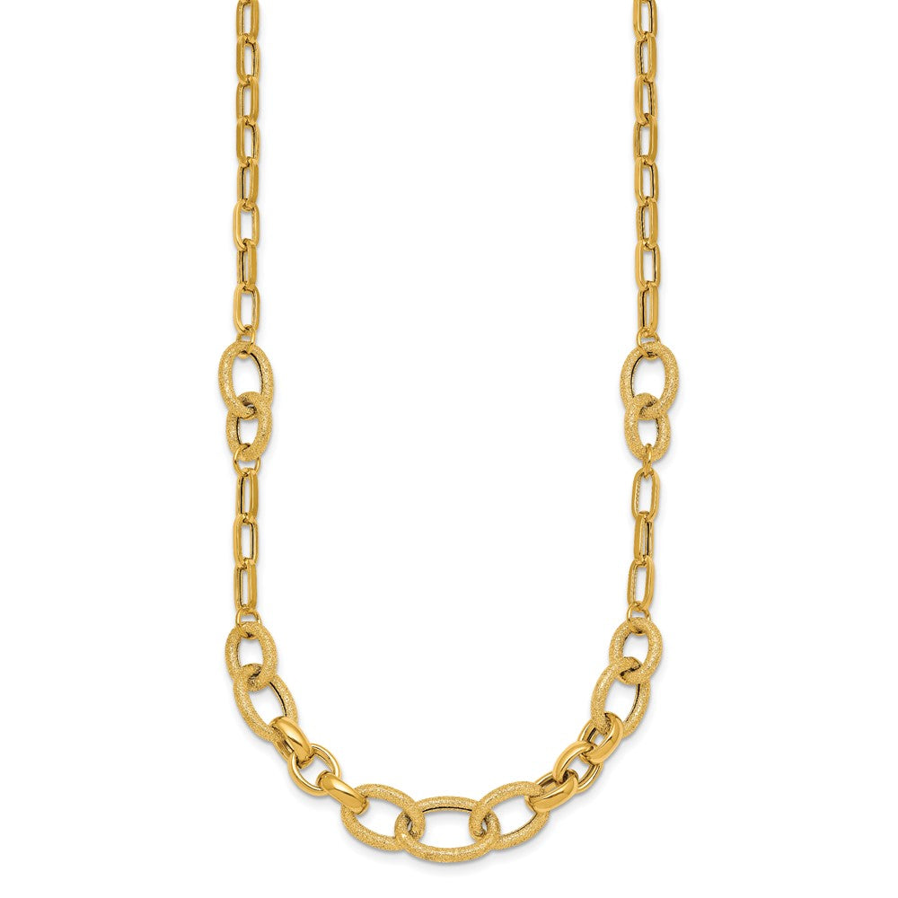 14k Polished and Textured Link 17.25 inch Necklace