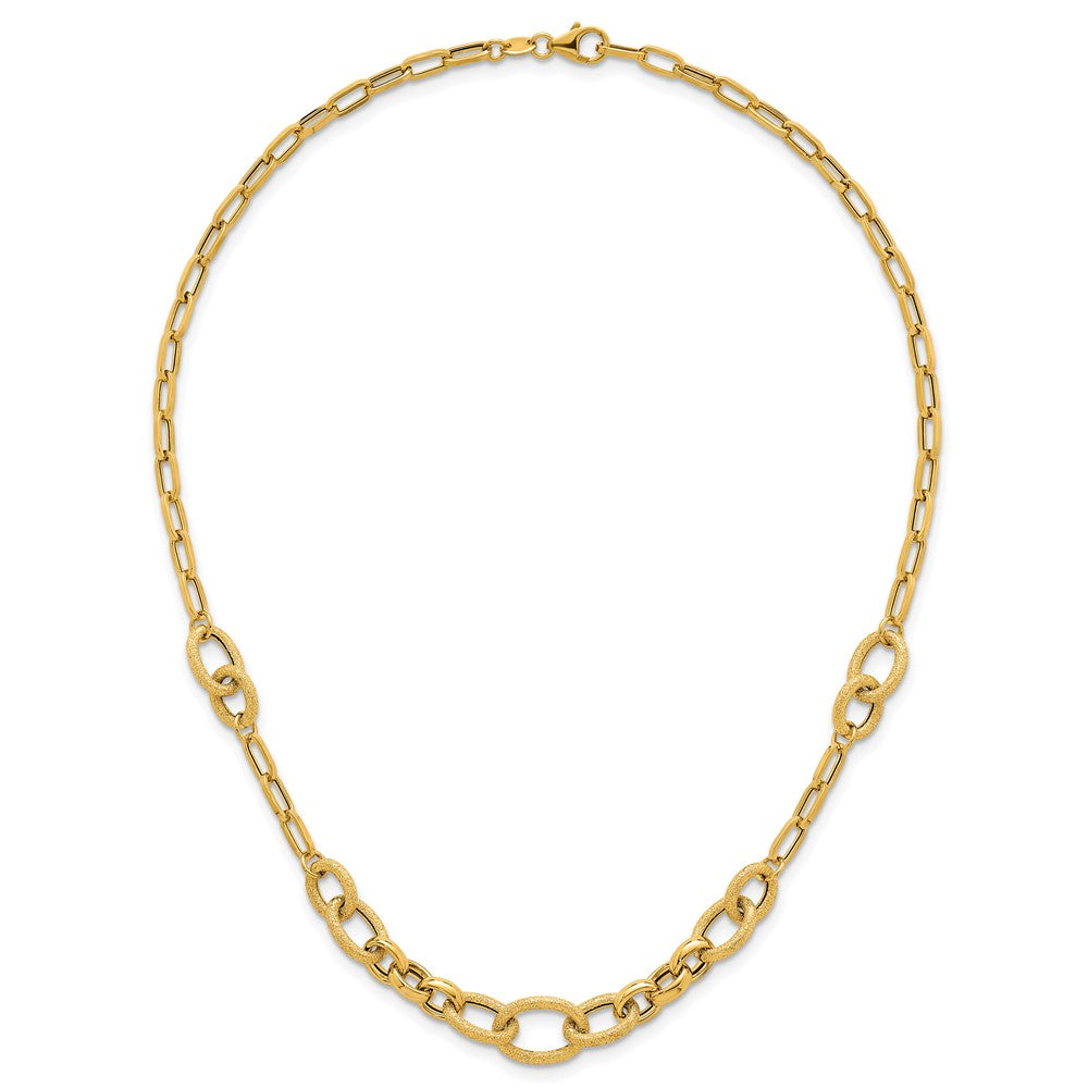 14k Polished and Textured Link 17.25 inch Necklace