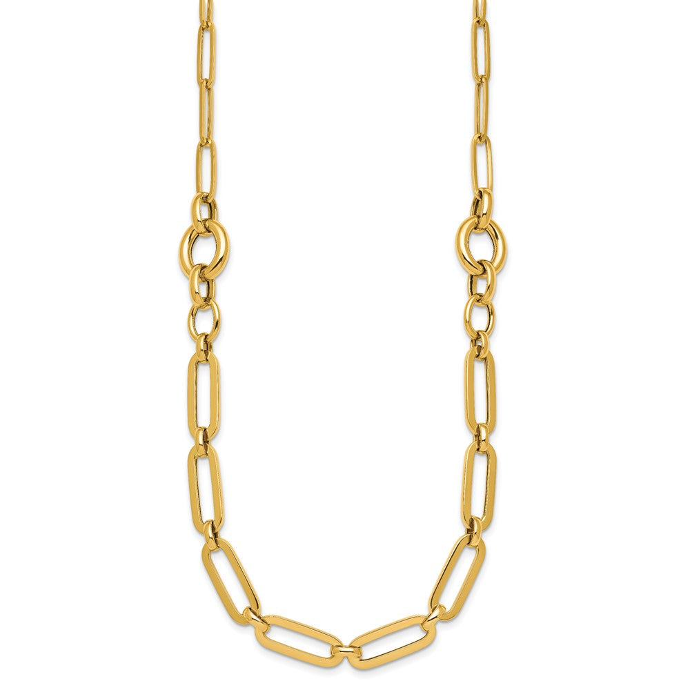 14k Polished Fancy Paperclip Link 17.25 inch Necklace