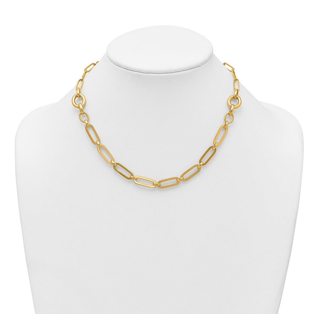 14k Polished Fancy Paperclip Link 17.25 inch Necklace