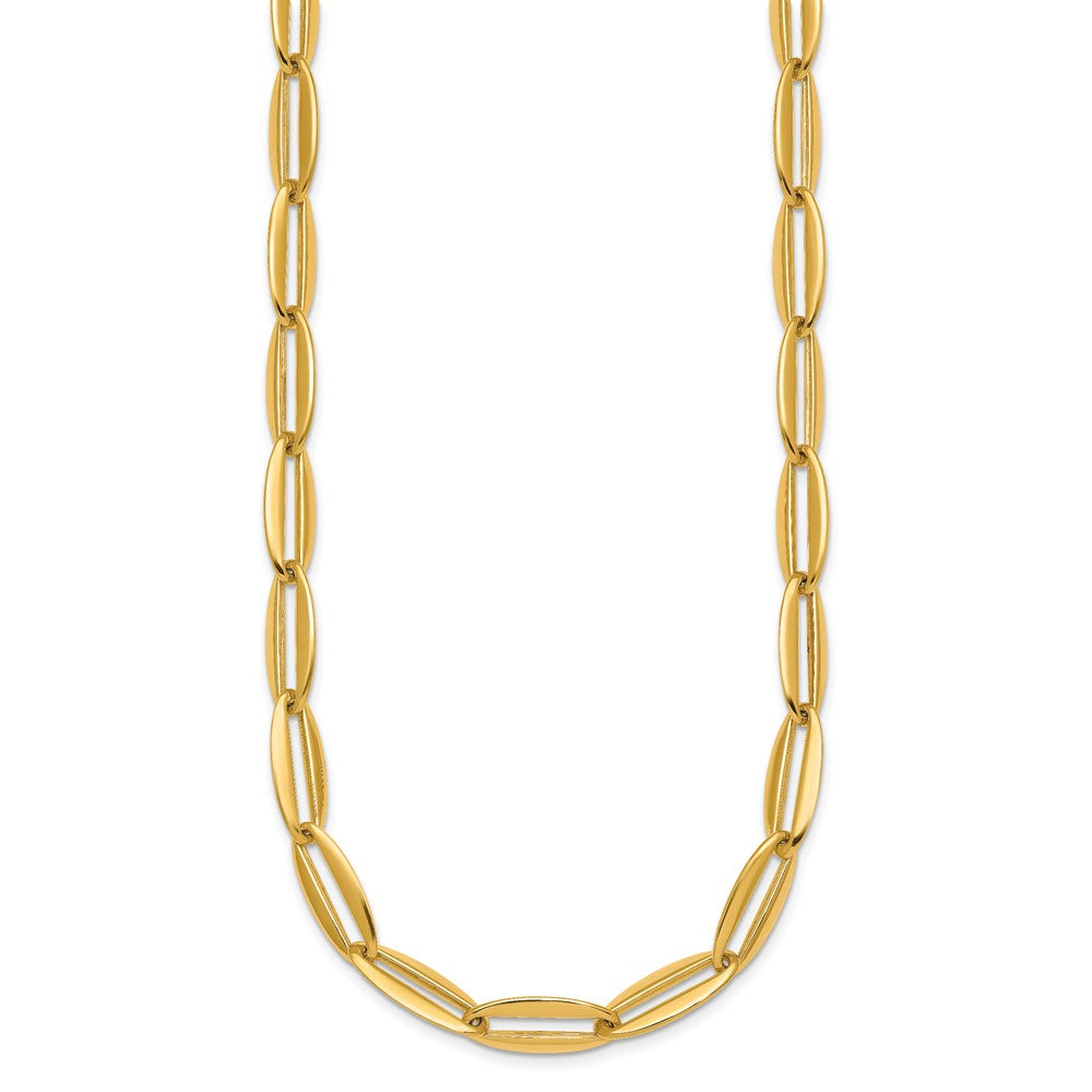 14k Polished 7mm Long Oval Link 18 inch Necklace