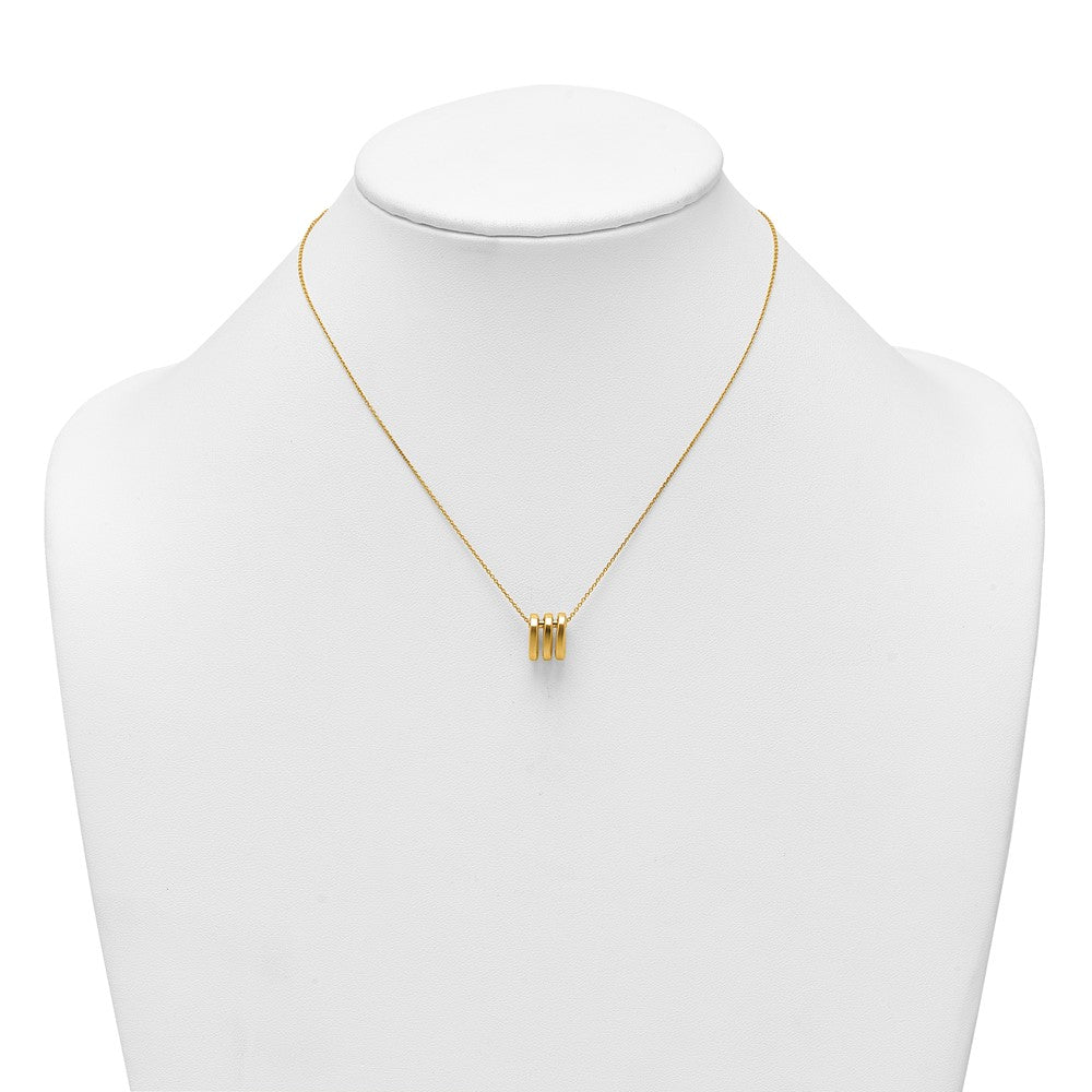 14k Polished 3 Oval Rings 16 inch Necklace Plus 2 inch Extender