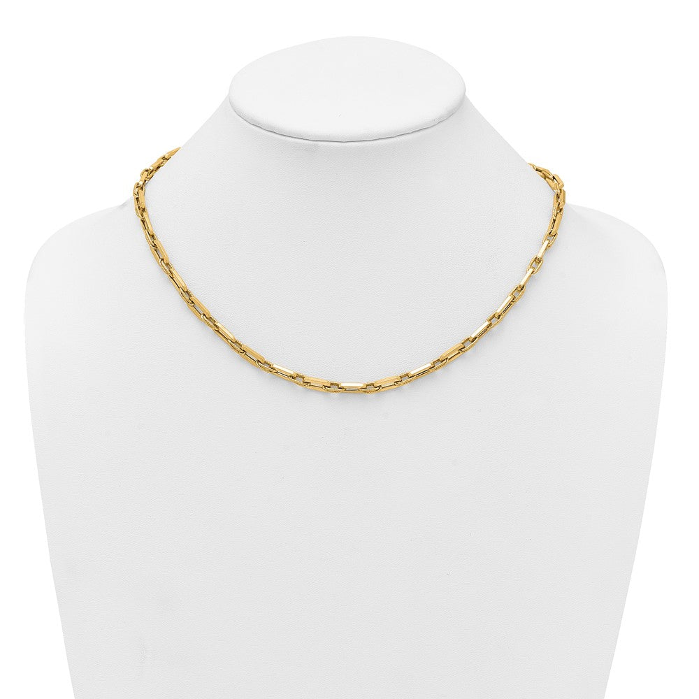 14K Polished and Textured 4.8mm Double Fancy Link 18.5 inch Necklace