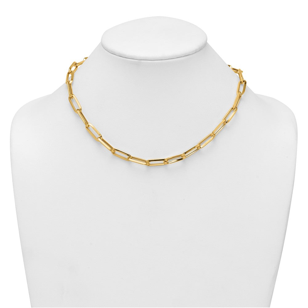 14k Polished 7mm Paperclip Link Chain 17.5 inch Necklace