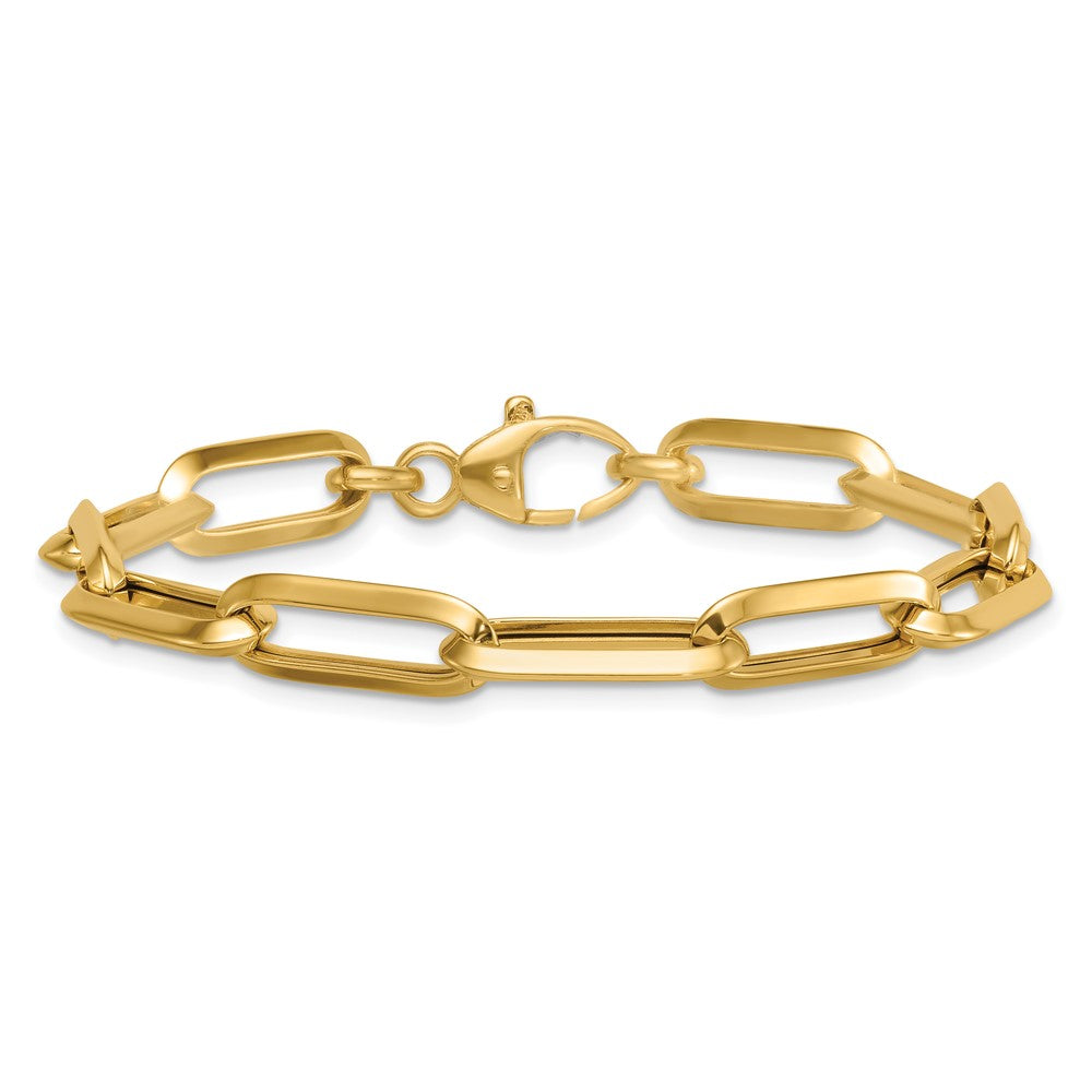 14k Polished 7mm Paperclip Link Chain 7.5 inch Bracelet