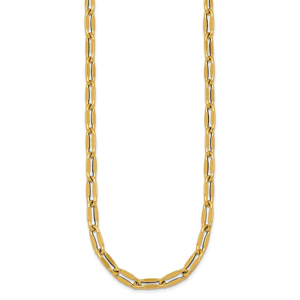 14k Polished 5.5mm Flattened Oval Cable Fancy Link 18 inch Necklace