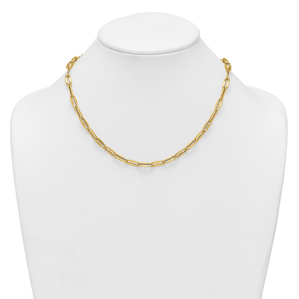 14k Polished 5.5mm Flattened Oval Cable Fancy Link 18 inch Necklace
