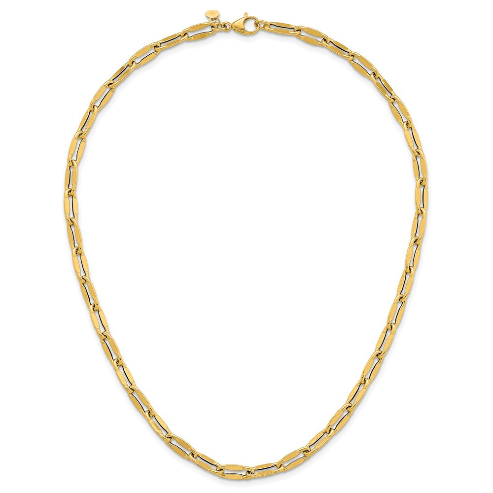 14k Polished 5.5mm Flattened Oval Cable Fancy Link 18 inch Necklace