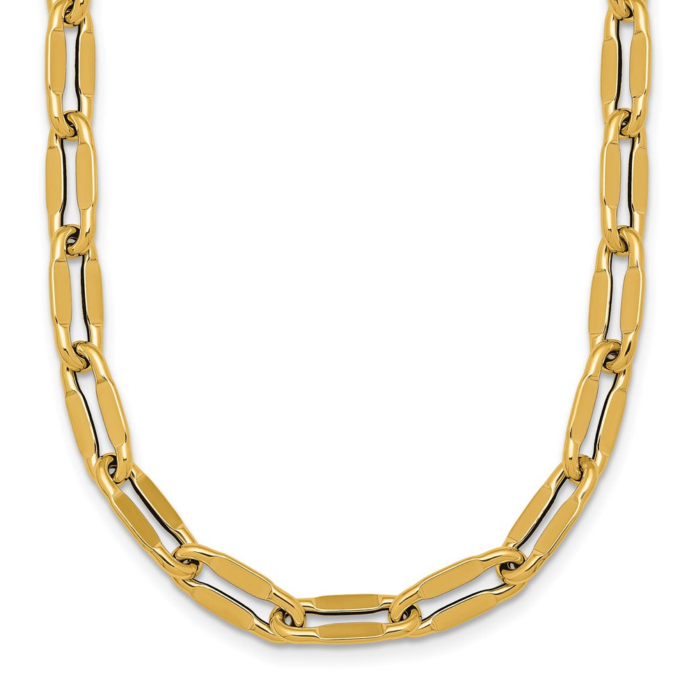 14k Polished 5.5mm Flattened Oval Cable Fancy Link 18 inch Necklace