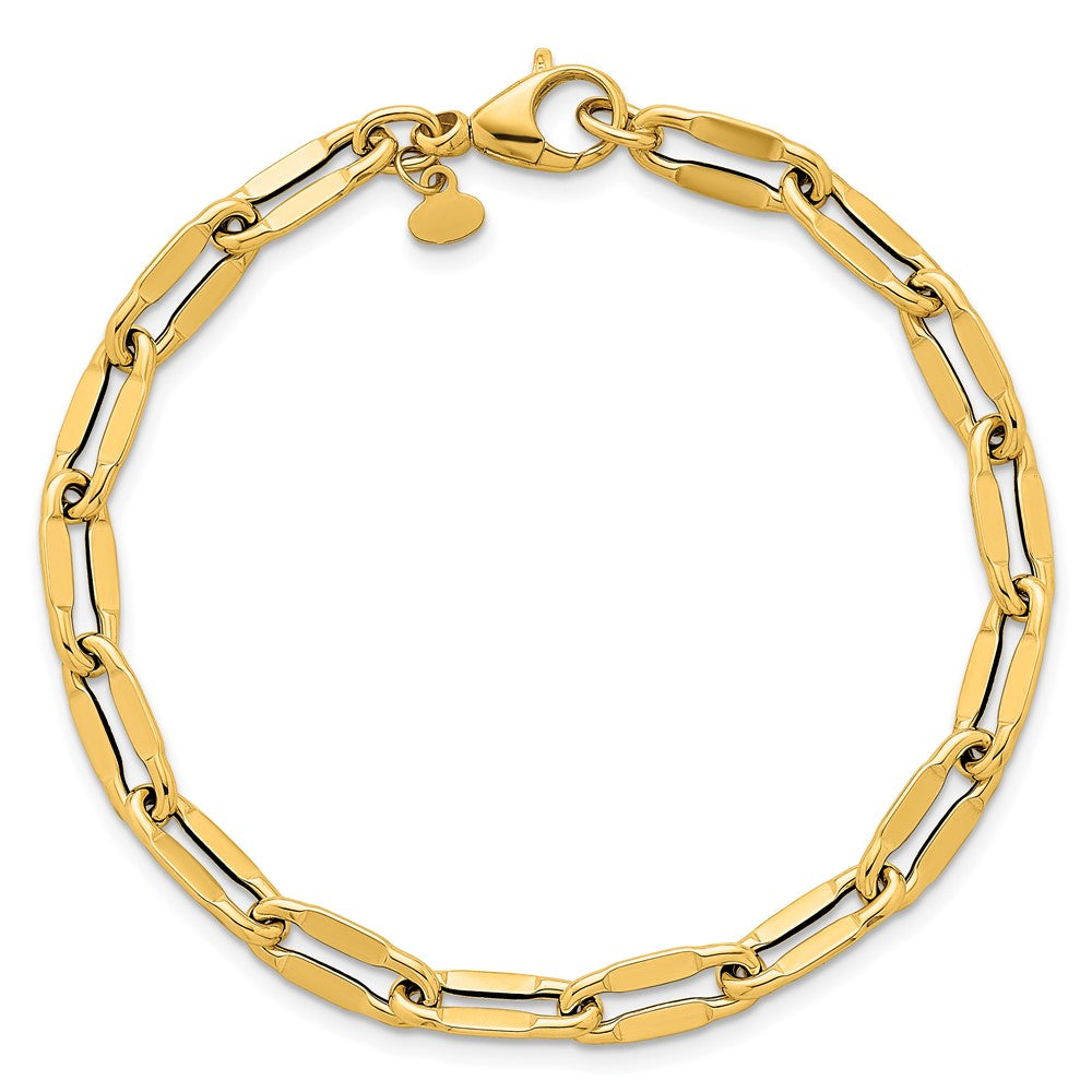 14k Polished 5.5mm Flattened Oval Cable Fancy Link 7.5 inch Bracelet
