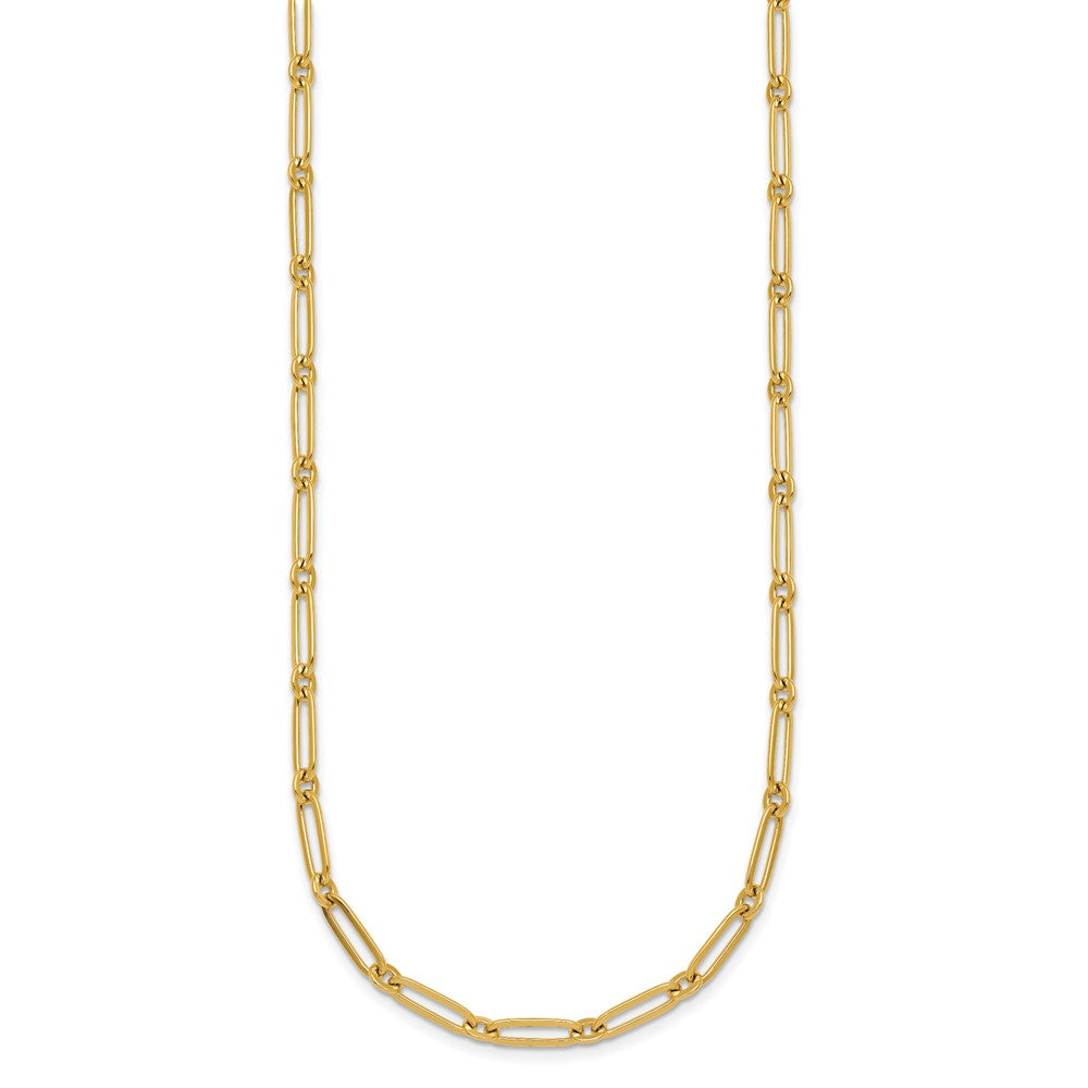 14k Polished 3.75mm Paperclip and Round Link 18 inch Necklace