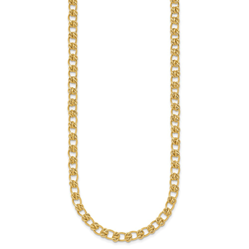 14K Polished and Textured 5.0mm Fancy Knot Link 7.5 Inch Bracelet