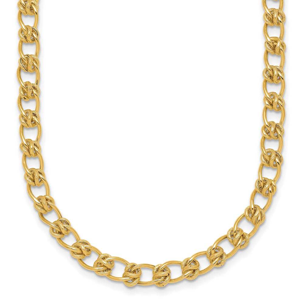 14K Polished and Textured 5.0mm Fancy Knot Link 7.5 Inch Bracelet
