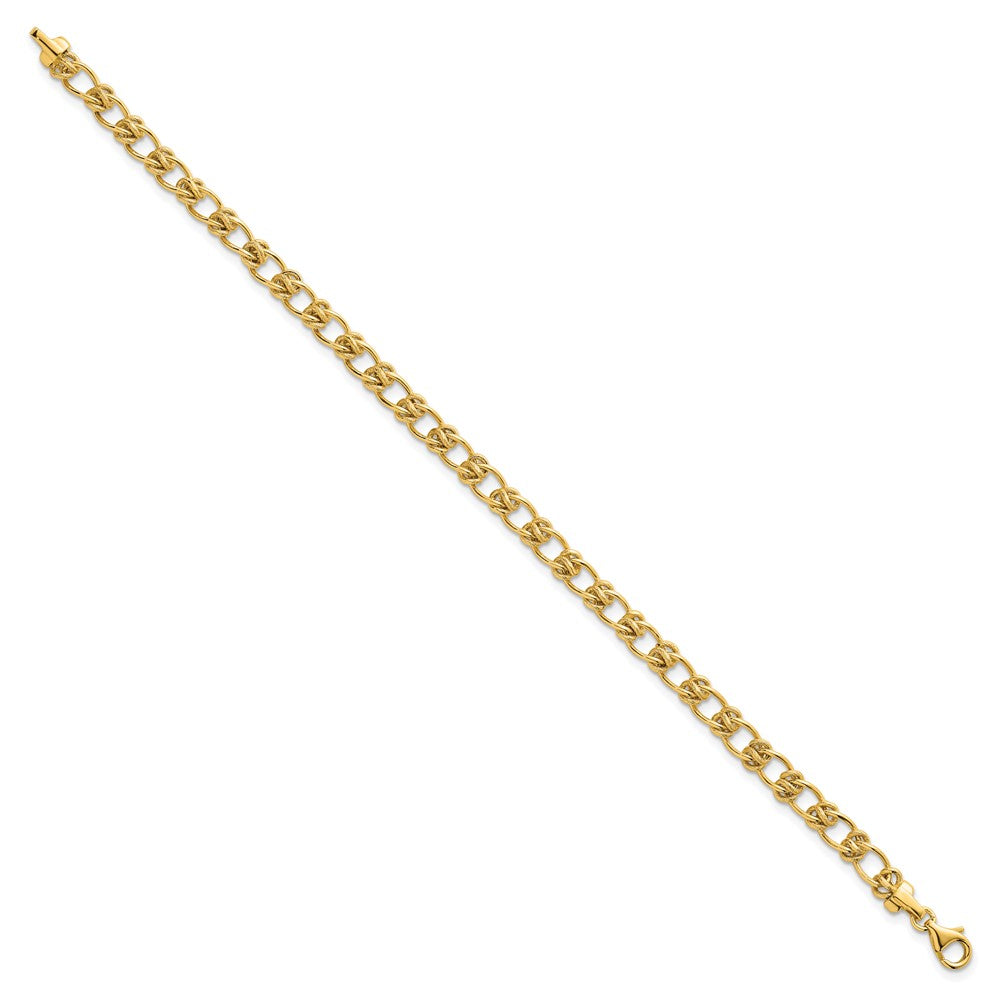 14K Polished and Textured 5.0mm Fancy Knot Link 17 Inch Necklace