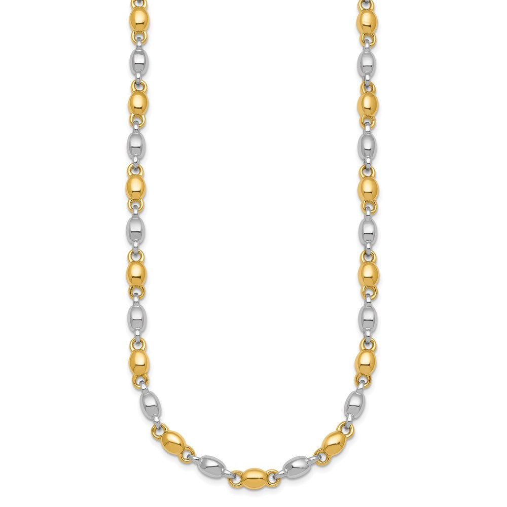 14k Two Tone Polished 5.25mm Round Fancy Link 18 inch Necklace