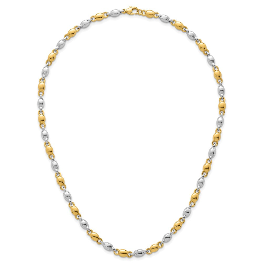 14k Two Tone Polished 5.25mm Round Fancy Link 18 inch Necklace