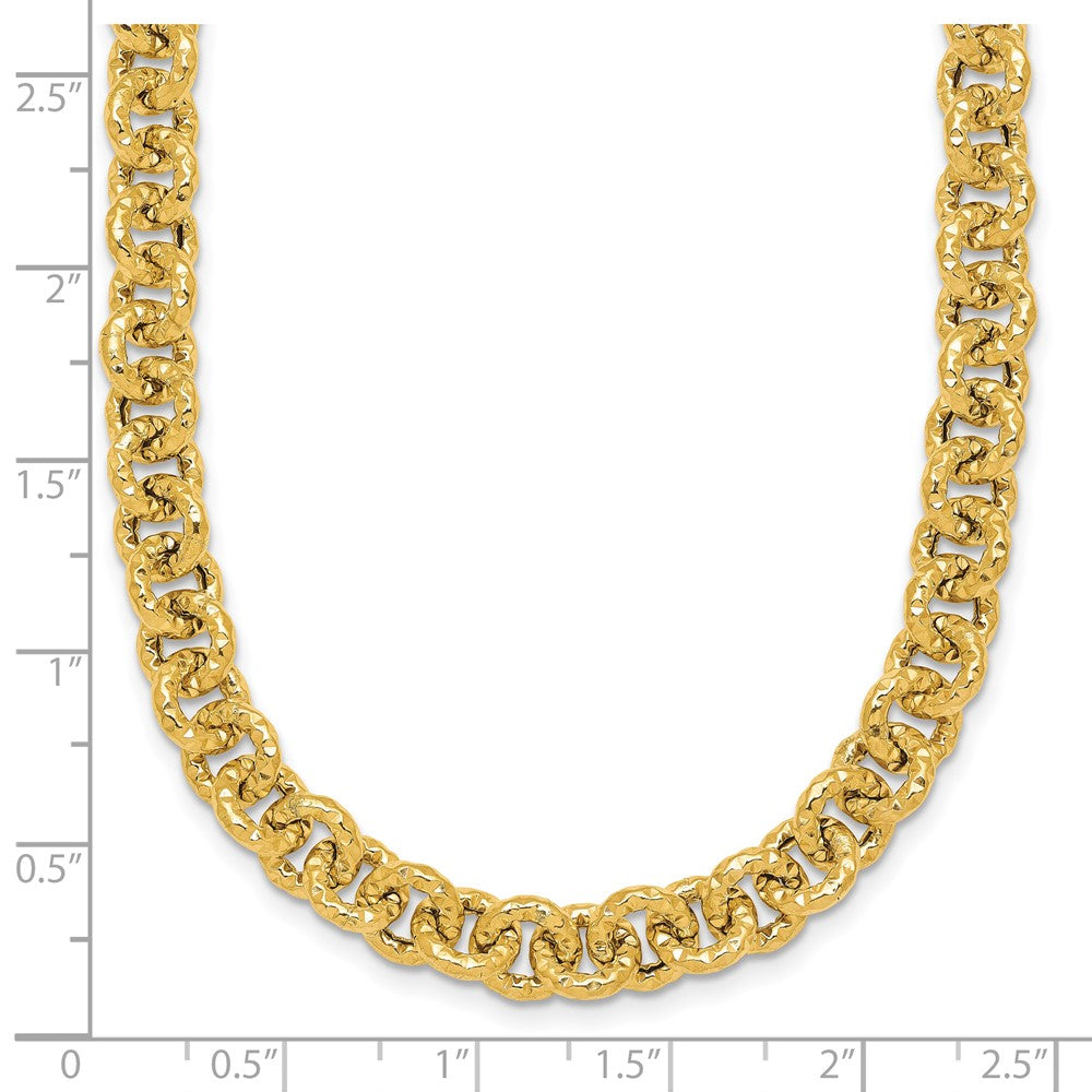 14k Polished and Textured 7.3mm Cable Chain 18 inch Necklace