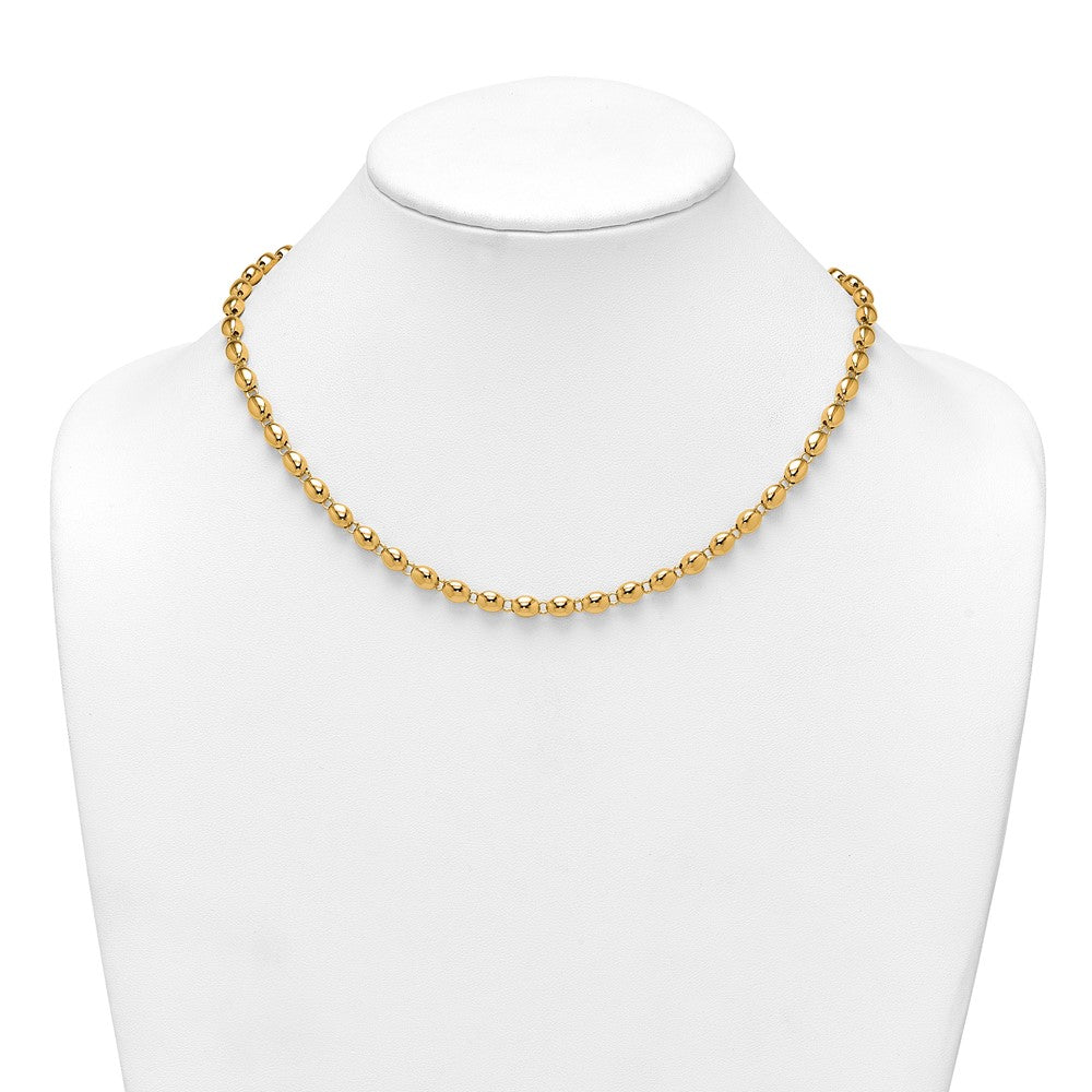 14k Polished 5.25mm Round Fancy Beaded 18 inch Necklace